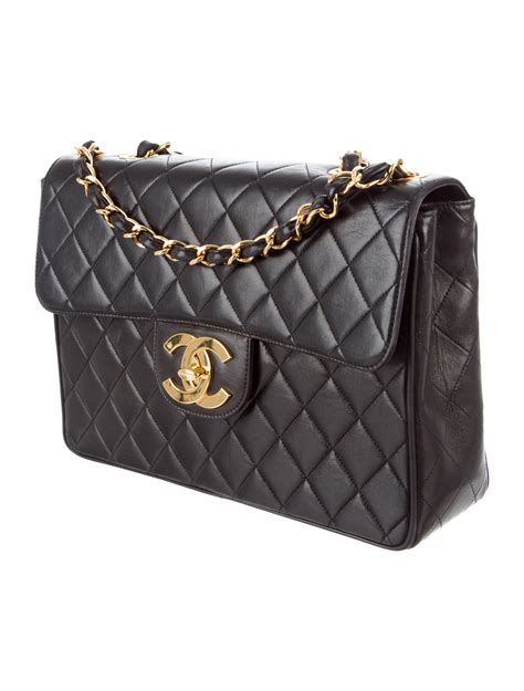 chanel classic black flap bag vintage silverstreet|Chanel vintage jumbo flap bag.